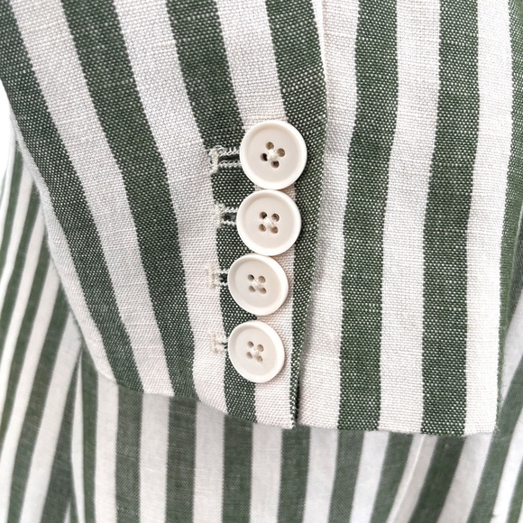 L'AGENCE Scout Striped Blazer, Olive/Cream, Size 8 - Picture 5 of 13